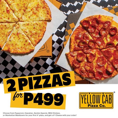 yellow cab promo today|BUY 1 GET 1 on our 12” pizzas .